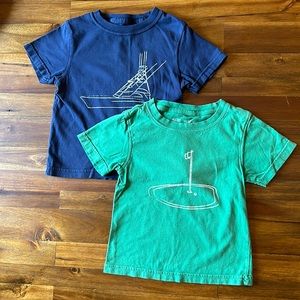 Boys green and blue Mustard and Ketchup Kids Brand tshirts - xxs/2T - golf/boat